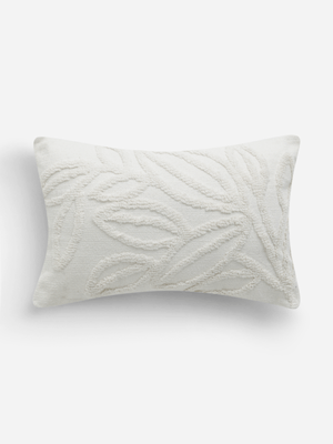 Jet Home White Leaf Tufted Scatter Cushion