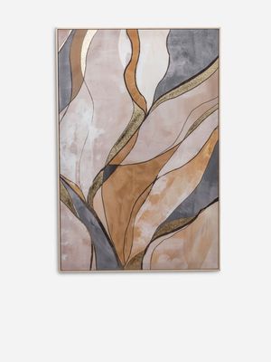 Framed Curling Shapes Foiled No 1 60 x 90cm
