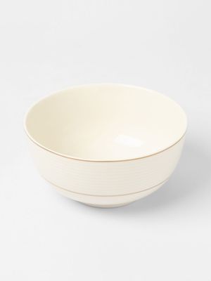 Grace Gold RIbbed Cereal Bowl White