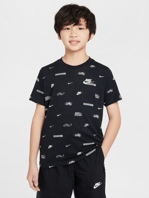 Nike Boys Sportswear AOP Black Tee