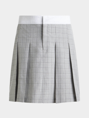 Jet Teen Girls Grey Pin Stripe Pleated Skirt