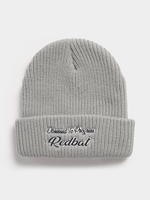 Redbat Unisex Oversized Embroidered Grey Beanie