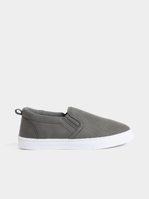Jet Older Boys Grey/White Slip On Sneakers