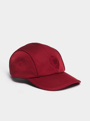 Fabiani Men's Red Piping And Crest Peak Cap