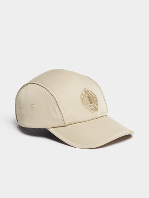 Fabiani Men's Ecru Piping and Crest Peak Cap