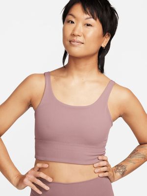 Nike Womens Alate Solo Rib Mauve Low Impact Sports Bra