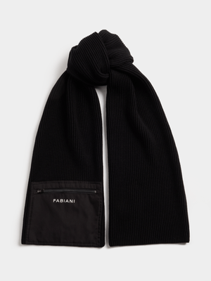 Fabiani Men's Premium Utility Ribbed Scarf Black