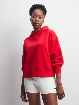 TS Womens Dynamic Fleece Red Boxy Hoodie