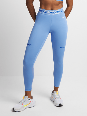 Nike Pro Womens 7/8 Graphic Blue Leggings