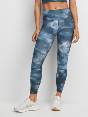 Nike One Womens 7/8 Printed Blue Leggings