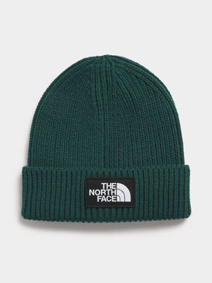 The North Face Unisex Logo Box Cuff Green Beanie