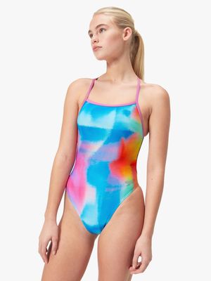 Speedo Womens All Over Print Digital V-Back One Piece