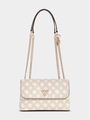 Women's Guess Beige Daryna Convertible Xbody Flap Handbag