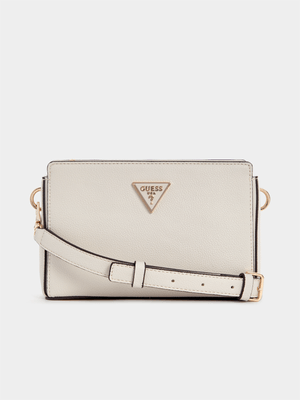 Women's Guess Ivory Meridian Crossbody Top Zip Handbag