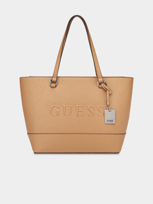 Women's Guess Beige Haddington Carryall Handbag