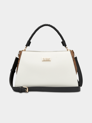 Women's Guess White Averi Satchel Handbag