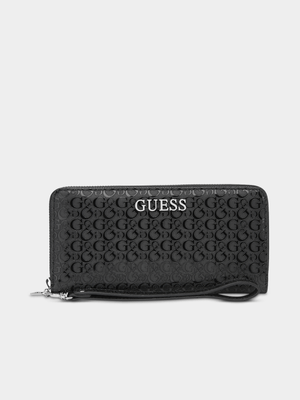 Women's Guess Black Abbas Slg Zip Around Handbag
