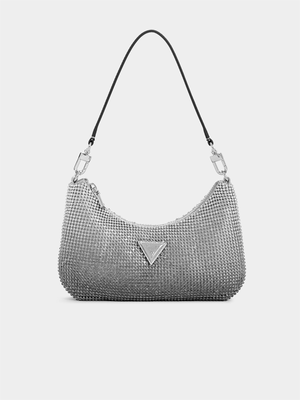 Women's Guess Silver Zalina Top Zip Shoulder Bag