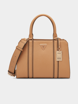Women's Guess Beige Cassian Satchel Handbag