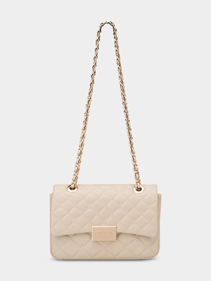 Women's Guess Beige Gwyn Crossbody Flap Handbag
