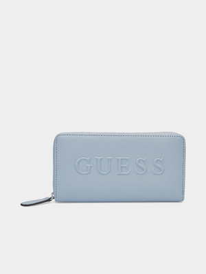 Women's Guess Blue Haddington Slg Zip Around Handbag
