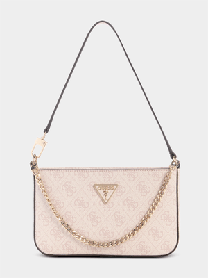 Women's Guess White Noelle Top Zip Shoulder Handbag