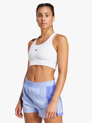 adidas Womens Run Pocket Medium Support White Sports Bra