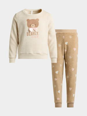 Exact Older Girl's Natural Teddy Sleepwear Set