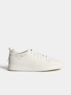 Fabiani Men's White Leather Covered Sole Court Sneaker
