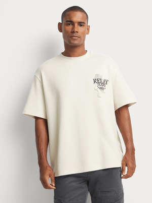 Relay Jeans Boxy Fleece Lion Milk Graphic T-Shirt