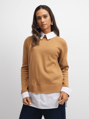 Jet Women's Caramel/White Twofer Shirt