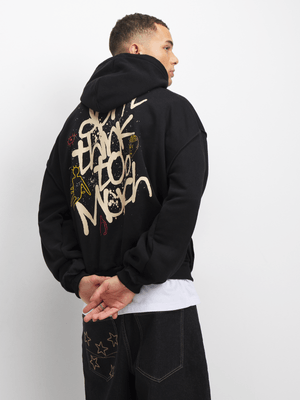 The FIX Men's Black Graphic Print Hoodie