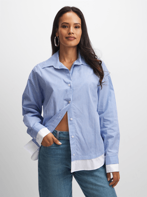 Jet Women's Blue/White Stripe Oversize Shirt