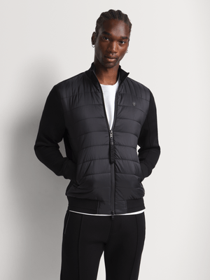 Fabiani Men's Black Quilted Funnel Neck Jacket