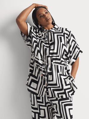 Drawstring Waist Cap Sleeve Shirt