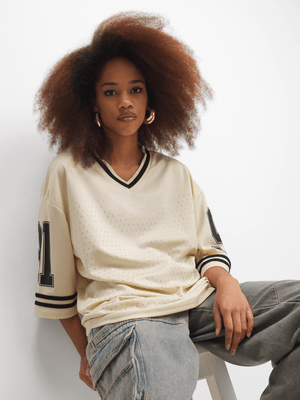 The FIX Women's Stone Oversized Graghic Top With Crystals