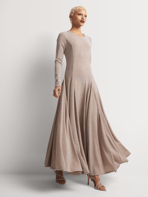 Luella Fit & Flare Long Sleeve Shimmer Knit Dress