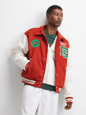The FIX Men's Orange Super Varsity Bomber Jacket