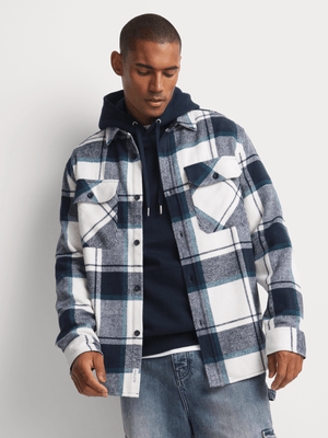 Relay Jeans Men's Smudge Check Blue/White Overshirt