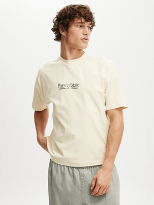 Men's Cotton On Yellow Cropped Fit Graphic T-Shirt