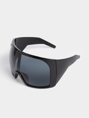 The FIX Women's Black Oversized Shield Visor Sunglasses