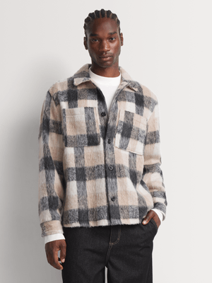 Markham Men's High Pile Grey/Natural Overshirt