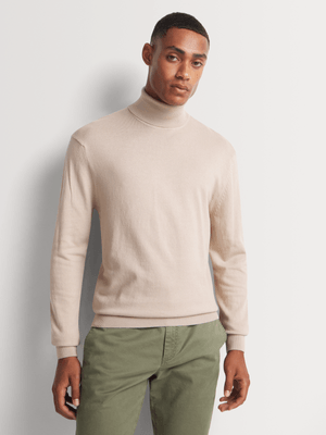 Markham Men's Stone Knitwear Poloneck