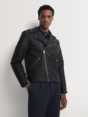 Relay Jeans Men's Black Biker Jacket