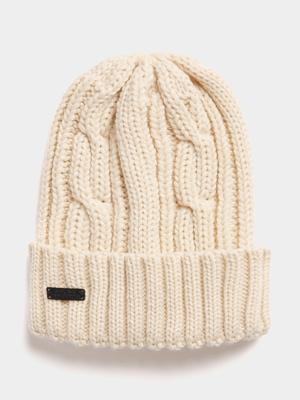 Markham Men's Cable Knit Milk Beanie