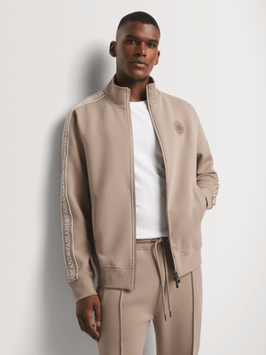 Fabiani Men's Taupe Tape Zip-Up Sweatshirt