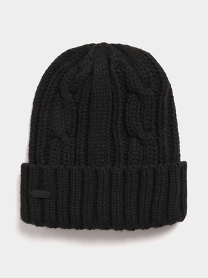 Markham Men's Cable Knit Black Beanie