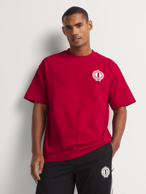 Fabiani Men's Red Towelling Logo T-shirt