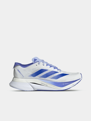 adidas Womens Adizero Boston 12 White/Blue/Cobalt Running Shoes