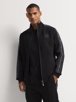 Fabiani Men's Black Tape Zip-Up Sweatshirt